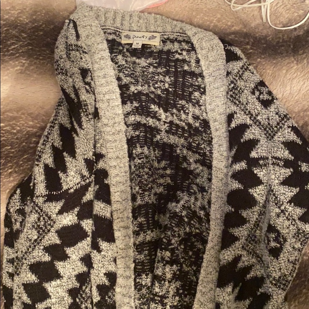 Poor! Aztec black and gray open knit sweater